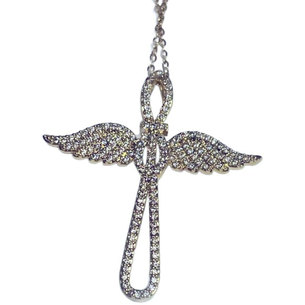 Gold Angel Wing Pendant Necklace